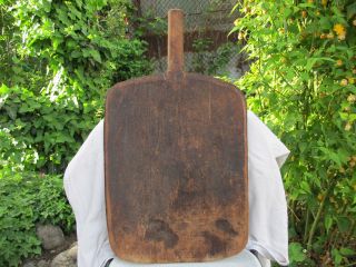 Old Antique Primitive Wooden Wood Big Bread Cutting Board Dough Plate photo