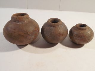3 Nicoya Seed Pots Guanacaste Pre - Comumbian Archaic Ancient Artifacts Mayan Nr photo