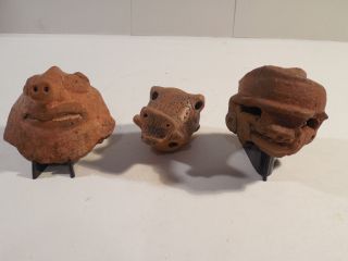 3 Nicoya Figures Guanacaste Pre - Columbian Archaic Ancient Artifacts Mayan Nr photo