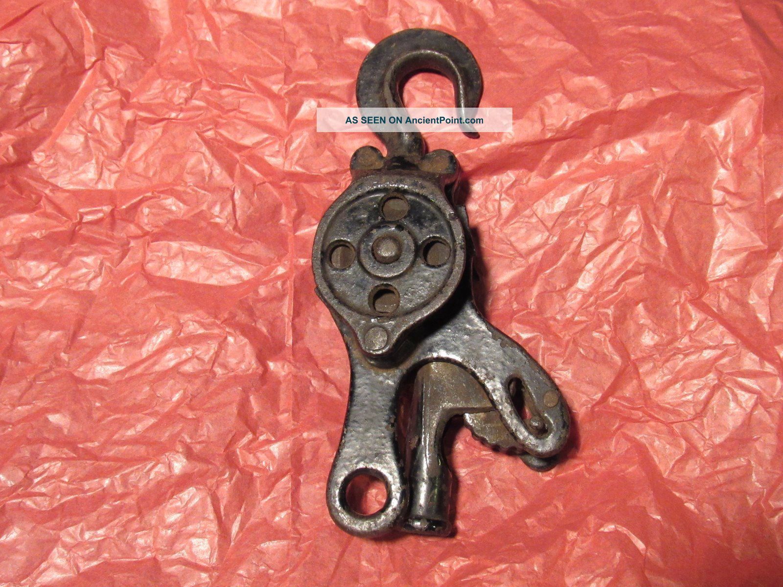 Antique Double Rope Pulley - Steel.  8 