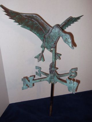 Vintage Flying Duck Weathervane Weathered Copper 21 