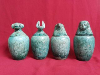 Ancient Egyptian 4 Canopus Jars photo