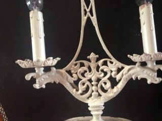 Antique Wrought Iron Decorative Candelabra Table Lamp Art Nouveau Pattern photo