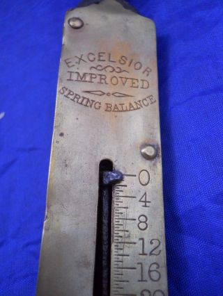 Excelsior Cast Iron Hanging Scale 24 Lbs Brass Face Primitive Farm Tools photo