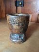 Early Antique Wooden Treen Mortar Bowl With Handle Primitives photo 8