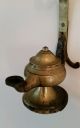 Antique Brass Hanging Grease Betty Lamp Whale Oil Primitives photo 3
