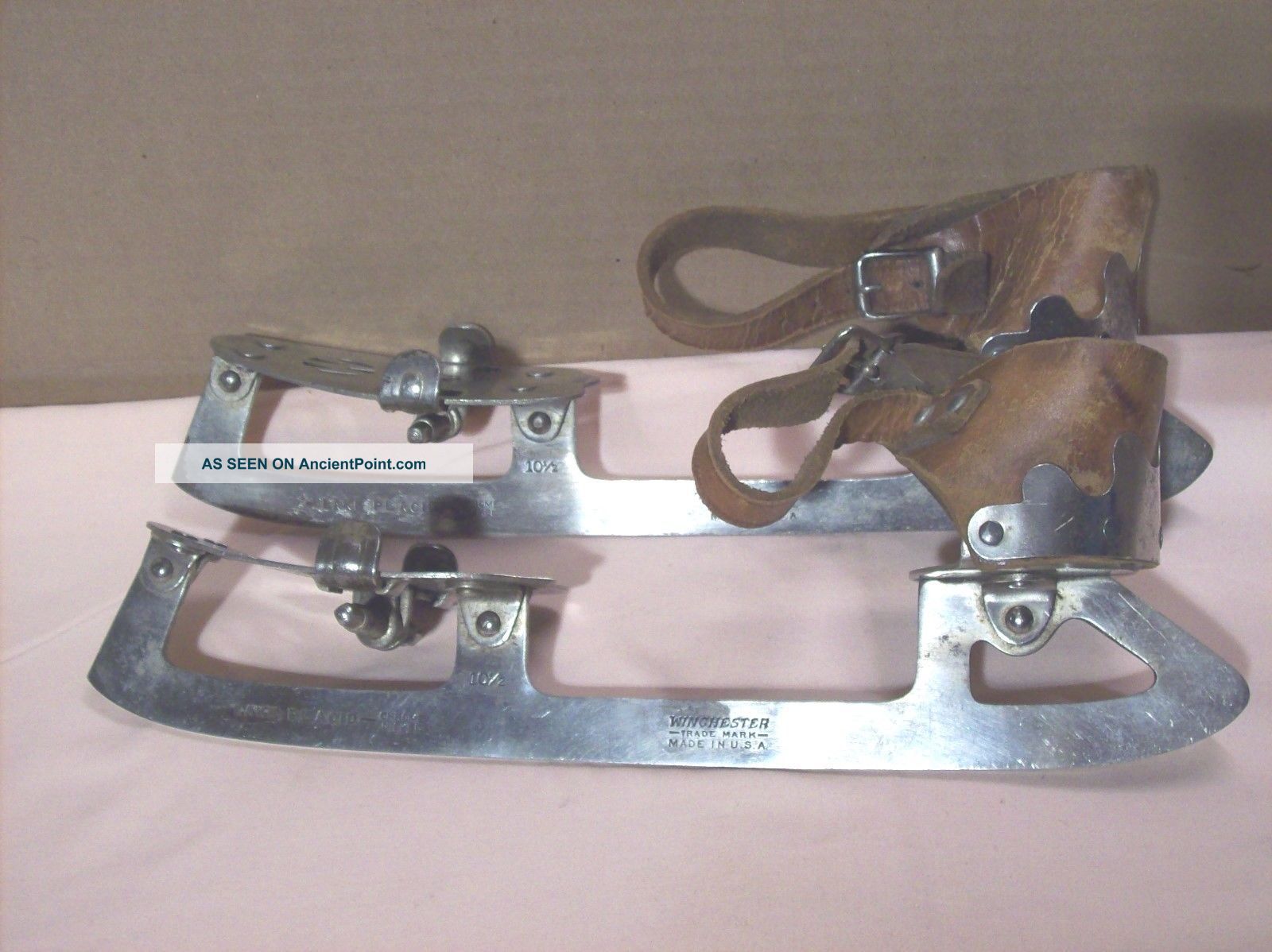 1900s Winchester Lake Placid 5332 Ice Skates W/leather Straps & Key Size 10 1/2