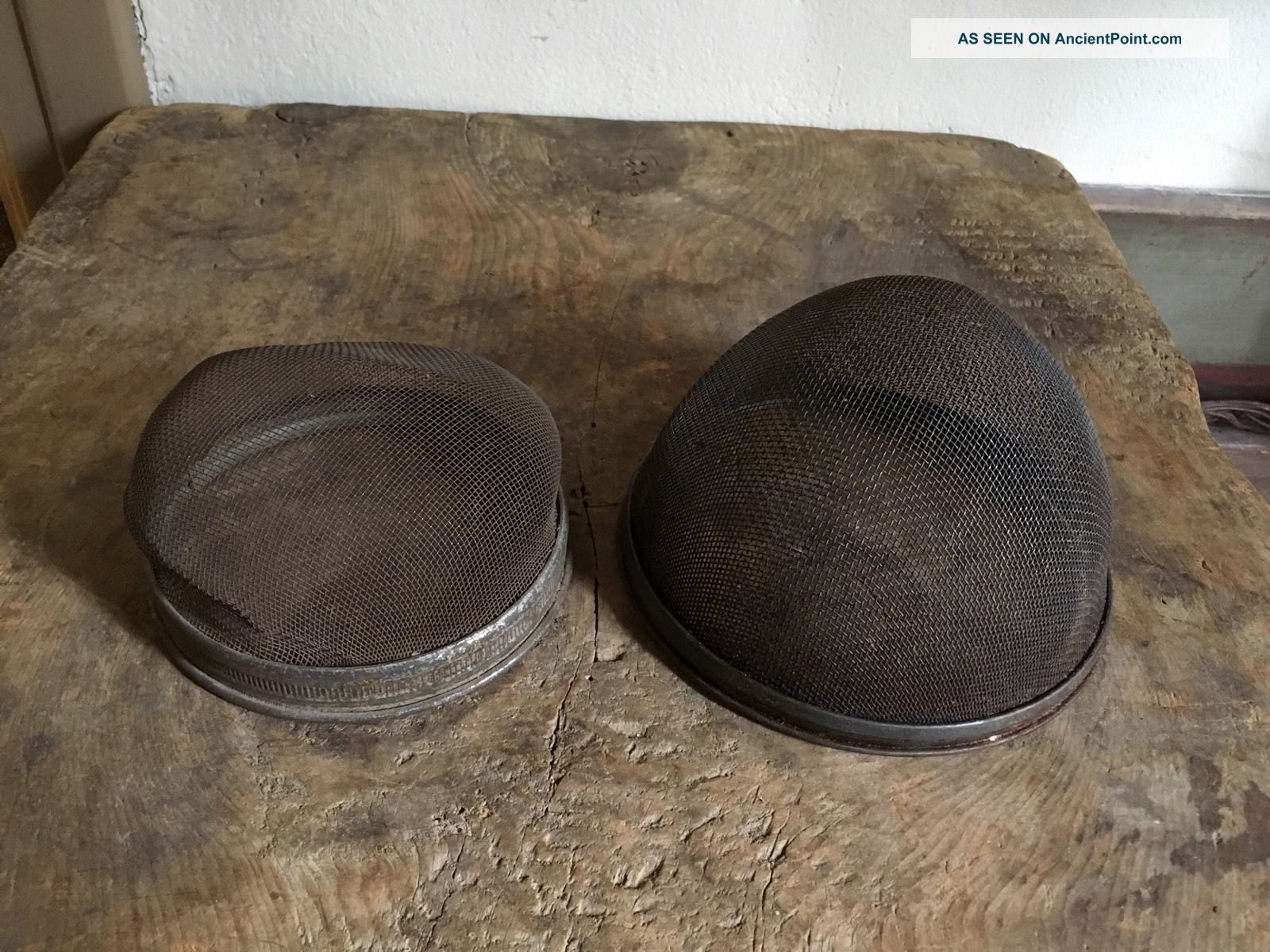 Pair Old Antique Mesh Domes Shoo Fly Covers Great Patina Aafa Pantry Primitives photo