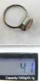 Ancient Medieval Bronze Finger Ring With Colored White Stone Inlay (dcr) Roman photo 3