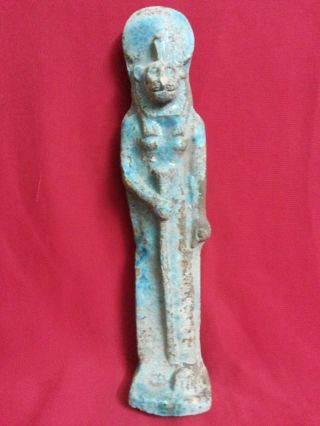 Ancient Egyptian Blue Ushabti Of God Bastet photo