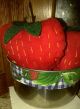 Primitive Stainless Steel Mini Bowl Of 4 Giant Strawberries Hand Embroidered Primitives photo 3