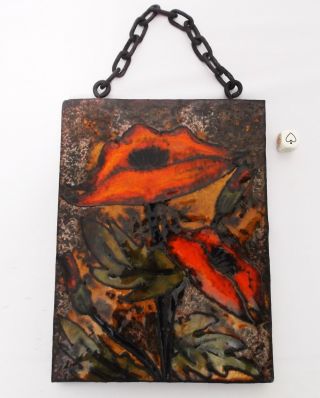 Ruscha Fat Lava Wall Plaque West German Mid Century Modern Abstract Poppy Design photo