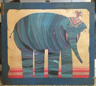 Vtg Psychedelic Circus Elephant Wall Hanging Retro Pop Art Herrero Print photo