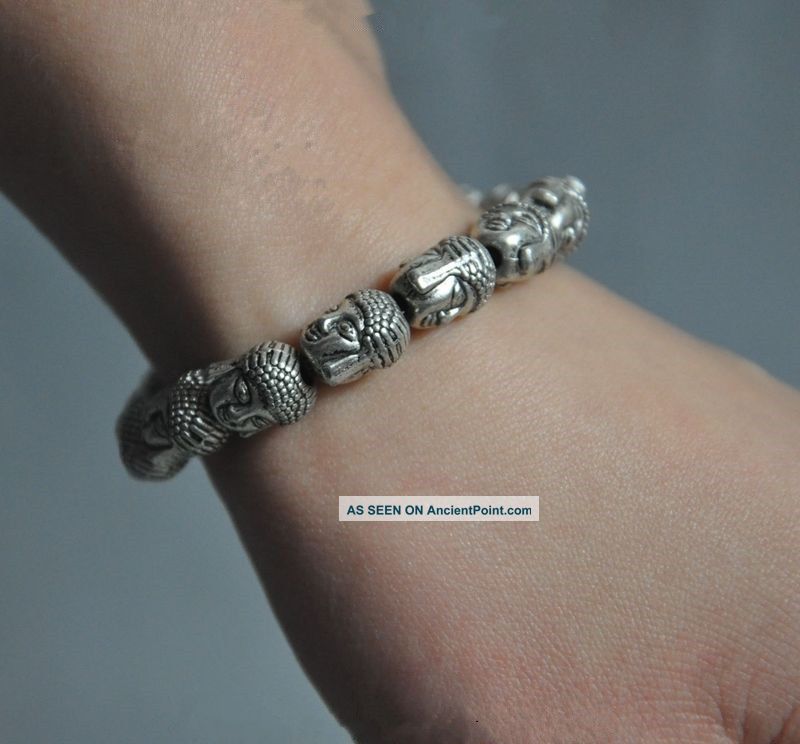 Collect Old Tibet Silver Sakyamuni Shakyamuni Buddha Head Bracelet Bracelet In Bracelets photo