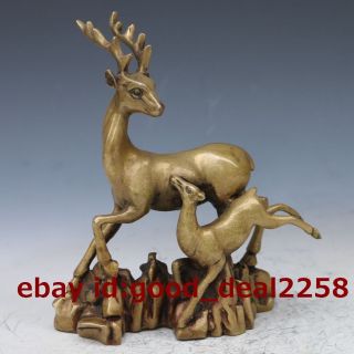 Chinese Brass Handwork Carved Statue - - - - Deer photo