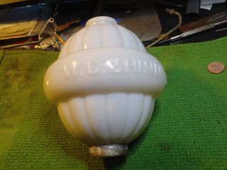 Vintage White Milk Glass W.  C.  Shinn Mfg.  Co.  Belted Lightning Rod Ball 1 photo