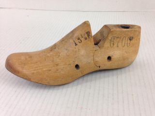 Antique Vintage Wooden Child Shoe Lasts Mold Stretcher Cobbler Forms 13 1/2e photo