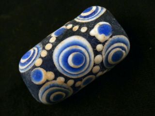 Tibetan Blue Coloured Glaze 18eyed Dzi Bead photo