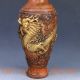 Chinese Brass Handwork Carved Dragon Vase W Qing Dynasty Mark 2 Vases photo 1