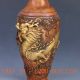 Chinese Brass Handwork Carved Dragon Vase W Qing Dynasty Mark 2 Vases photo 2