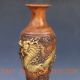 Chinese Brass Handwork Carved Dragon Vase W Qing Dynasty Mark 2 Vases photo 3