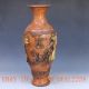 Chinese Brass Handwork Carved Dragon Vase W Qing Dynasty Mark 2 Vases photo 6