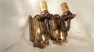 Antique Ornate Pair Wall Sconces Ready To Use photo