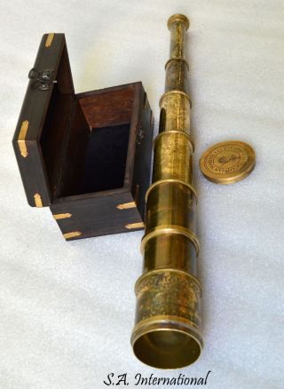 Nautical Marine Brass Antique Victorian Telescope Brass Spyglass Collectible photo