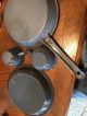 Vintage Primitive Gray Swirl Graniteware Enamelware Fry Pan,  Cups,  & Pie Tin Primitives photo 6