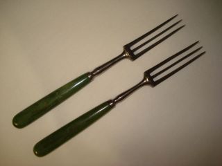 Primitives 18th Century Dyed Green Handle Forks 1780 ' S Shape photo