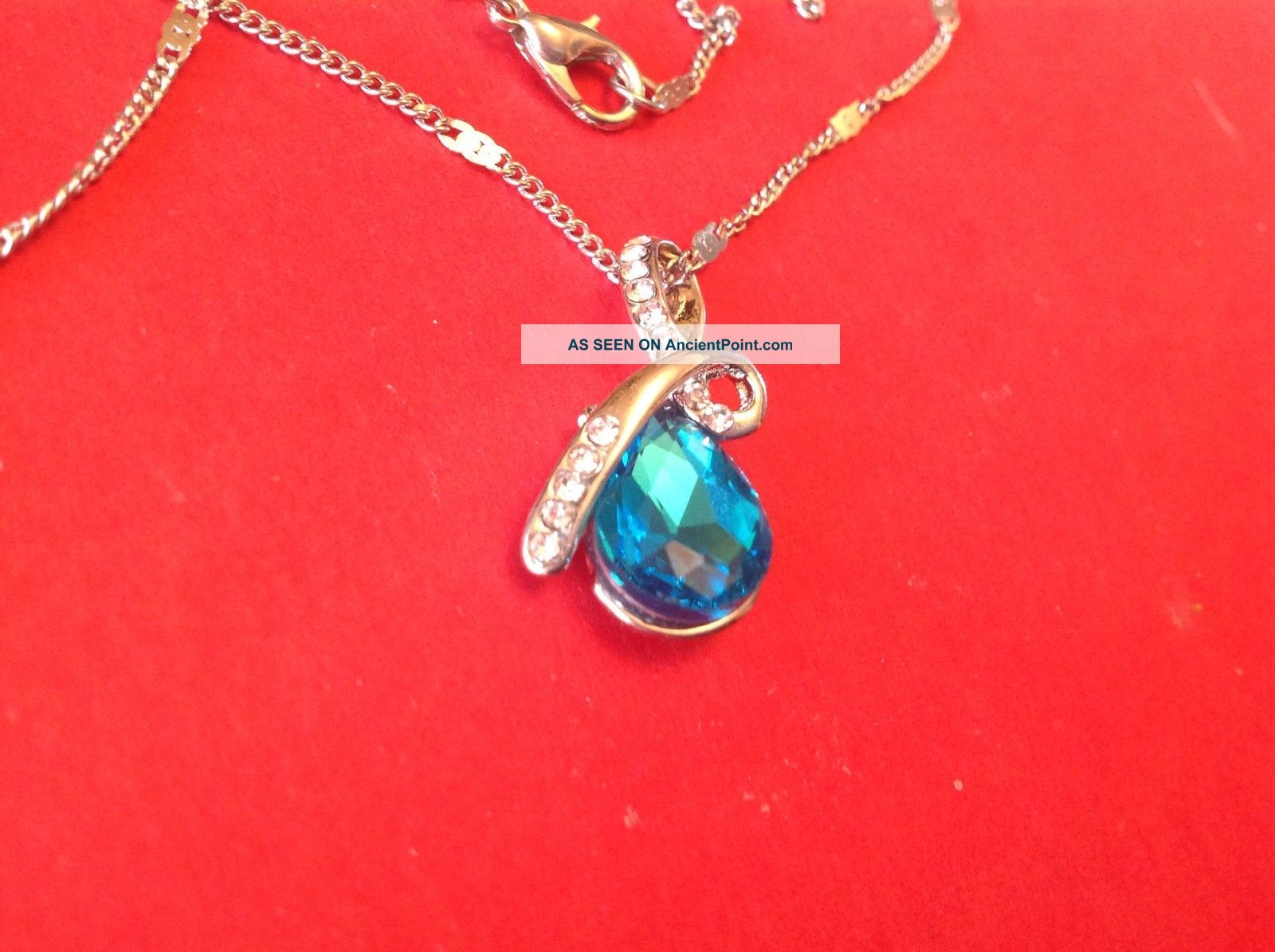 A Really Ladies Necklace With A Large Aqua Blue Stone ' Beach Find British photo