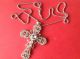 A Stunning Large Silver Metal Cross With A Long 26 Ins,  Chain Beach Find British photo 1