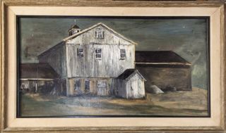 Striking Signed 1962 Oil Painting Of Burpee Farm,  Pa By Jeanuetta Beauvais photo