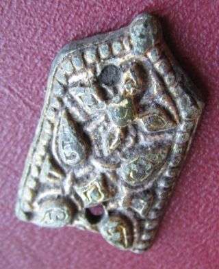 Ancient Artifact Viking Bronze Bronze - Gilt Belt Mount With Cross Vk 22 - 5 photo