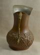 Vintage Arts & Crafts Era Hammered & Tooled Copper Pitcher Repousse Flowers Arts & Crafts Movement photo 3
