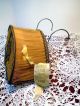 Antique Victorian Boudoir Silk Bed Lamp Shade Flower Basket Applique Chic Gold Victorian photo 2