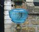Antique Victorian Oil Lamp Stunning Blue Duplex Font Bronze & Porcelain Base Lamps photo 2