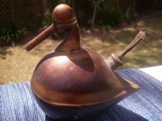 Antique Brass Child ' S Water Drinking Duck Bill Humidifier Steam Pot Hearthware photo