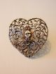 Ooak Victorian Cut Silver Metal Heart Button Filigree Scroll Cherub Child Lady Buttons photo 1