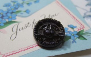 Antique William Tell Black Glass Button - Arrow Pierced Apple photo