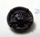 Antique William Tell Black Glass Button - Arrow Pierced Apple Buttons photo 1