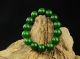 100 Natural Chinese Green Jade Hand - Carved Beads Bracelet Ll101 Bracelets photo 7