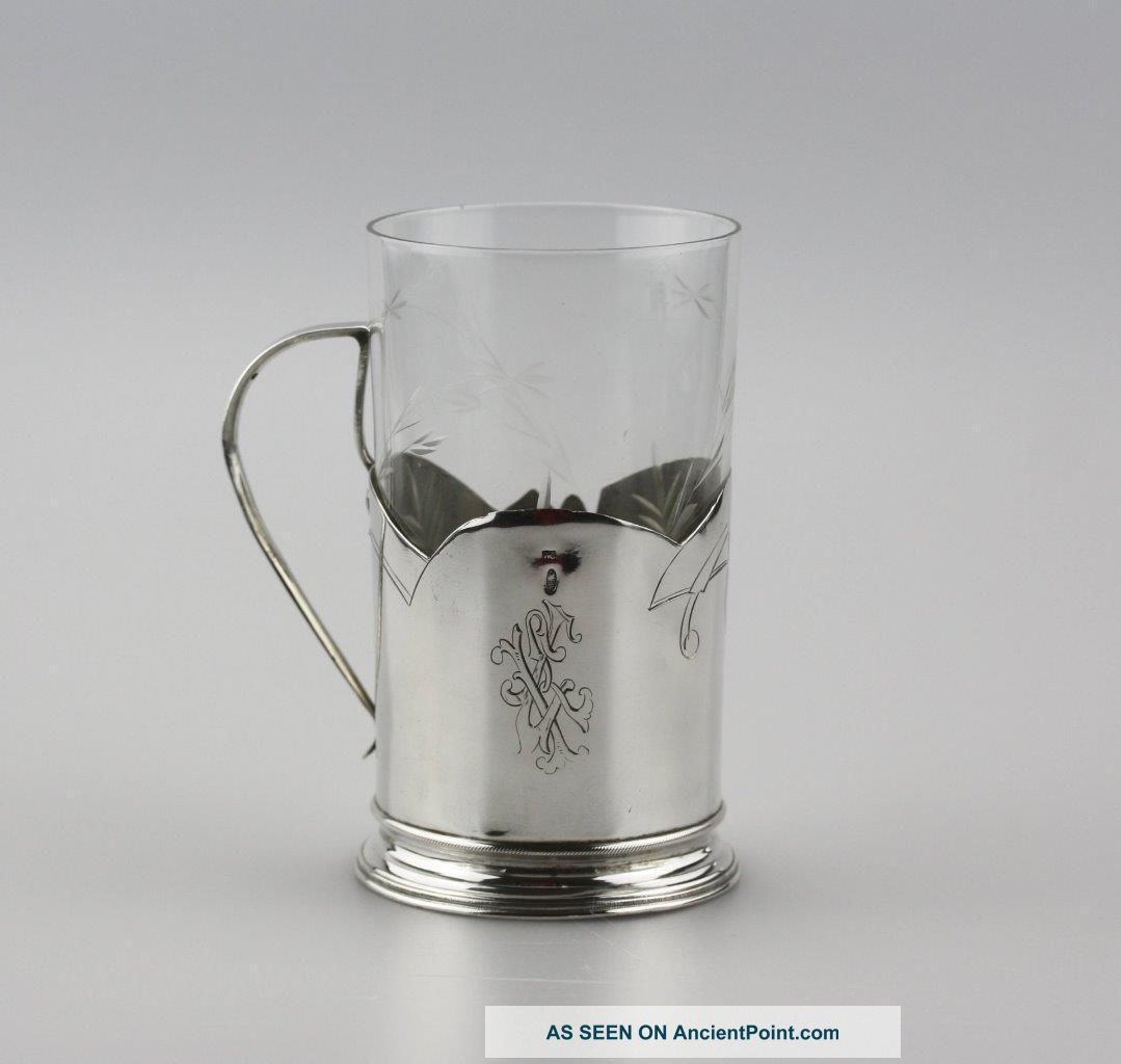 Antique Ornate Russian Silver 84 Elegant Lady Tea Glass Holder With