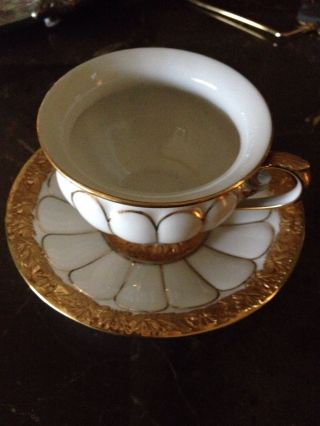 Meissen Gold Baroque Cup And Saucer photo