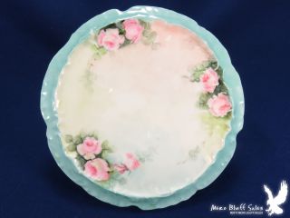 Antique Tea Pot Trivet Porcelain Pink Roses Hand Painted C.  Ingram photo