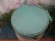 Small Early Antique Sugar Bucket Firkin Robins Egg Blue And White Paint Primitives photo 4