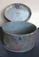 Antique Tin Toleware Hand Painted Cannister 19thc Aafa Primitives photo 5