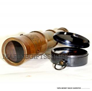 Nautical Vintage Maritime Brass 6  Pirates Spyglass Telescope With Brass Compa photo