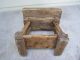 Antique Primitive Amish Gothic Medieval Wood Wooden Footstool Stool Bench Wheels 1900-1950 photo 10