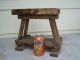 Antique Primitive Amish Gothic Medieval Wood Wooden Footstool Stool Bench Wheels 1900-1950 photo 6